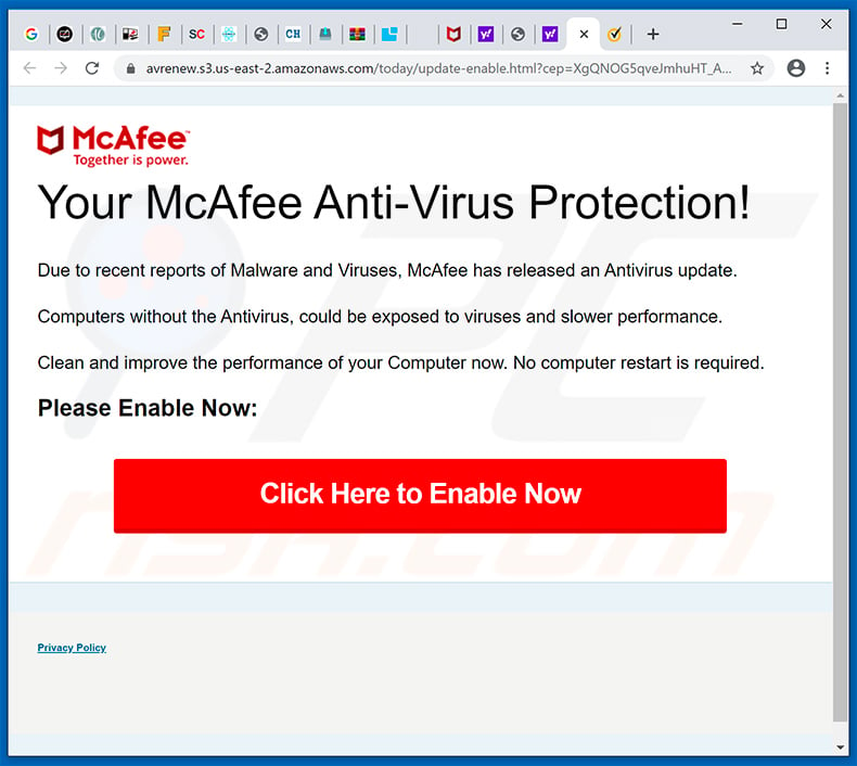 Your McAfee Subscription Has Expired pop-up scam (2020-04-23)