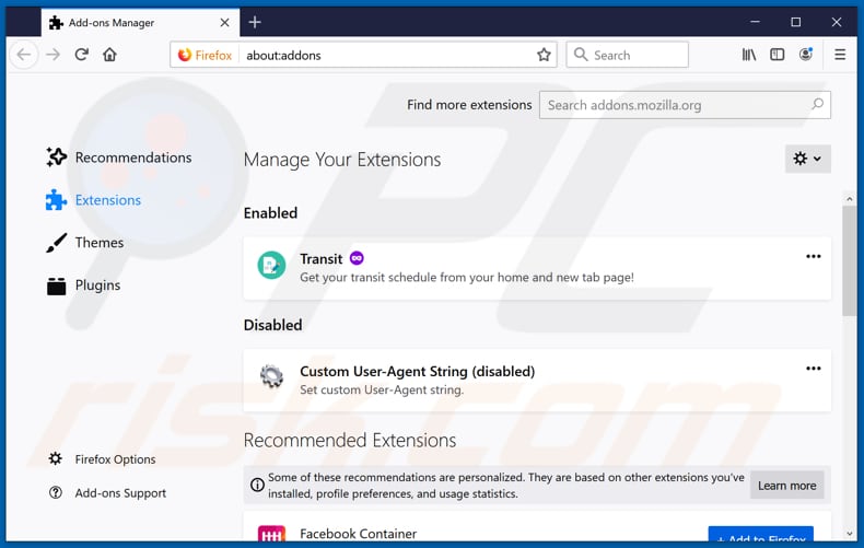 Removing MessengerHub ads from Mozilla Firefox step 2