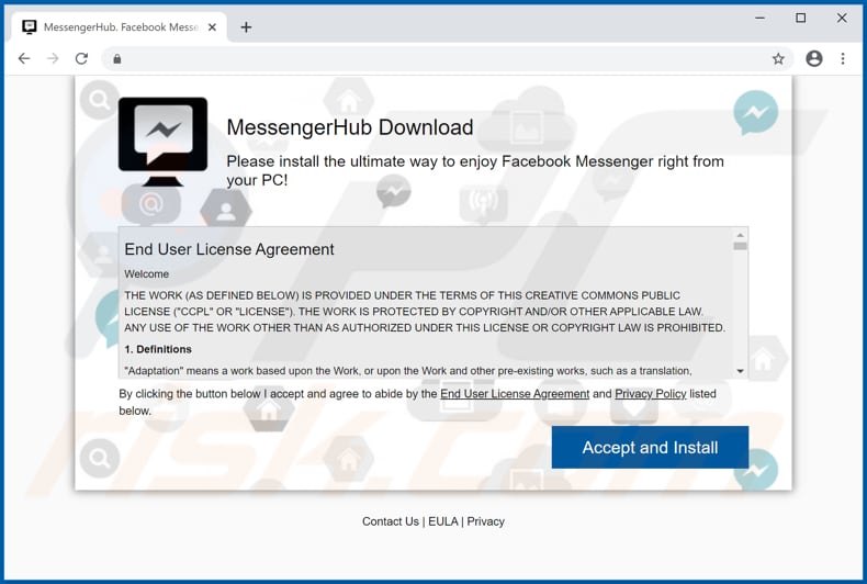MessengerHub adware download page