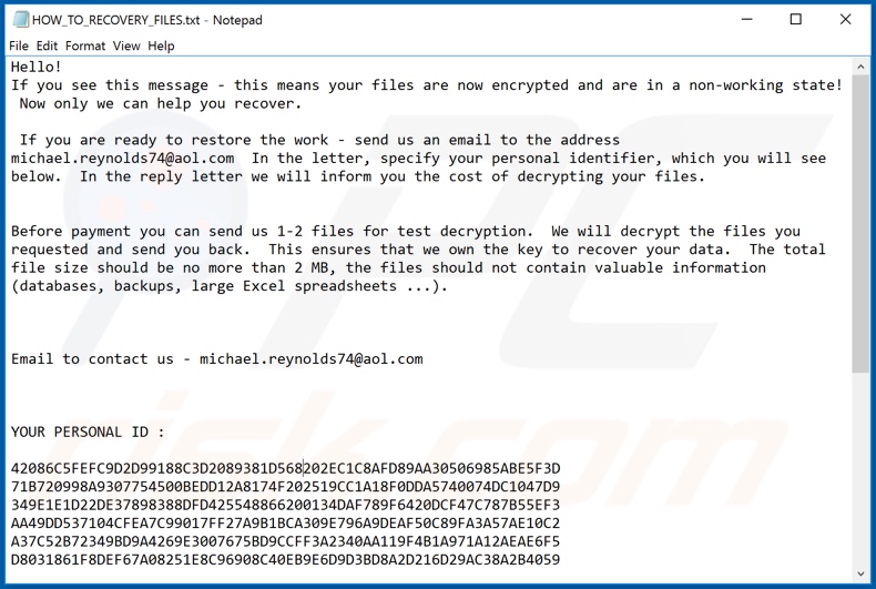 Michael (Balaclava) decrypt instructions (HOW_TO_RECOVERY_FILES.txt)