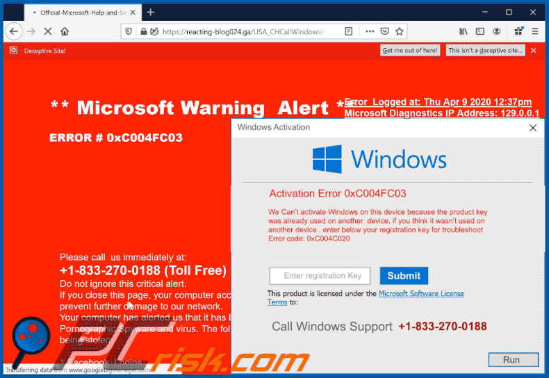MS-SYSINFO32 pop-up scam