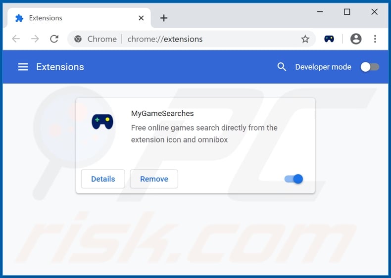 Removing gamsrch.com related Google Chrome extensions