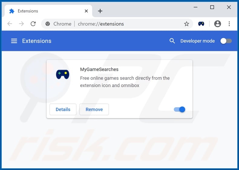 Removing gamsrch.com related Google Chrome extensions