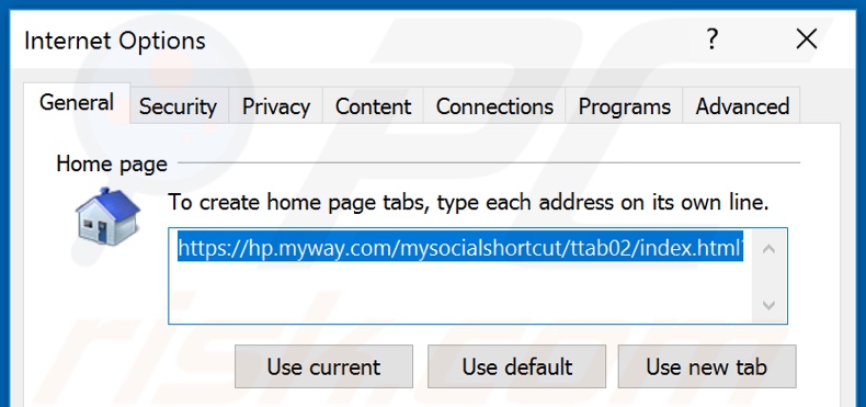 Removing hp.myway.com from Internet Explorer homepage