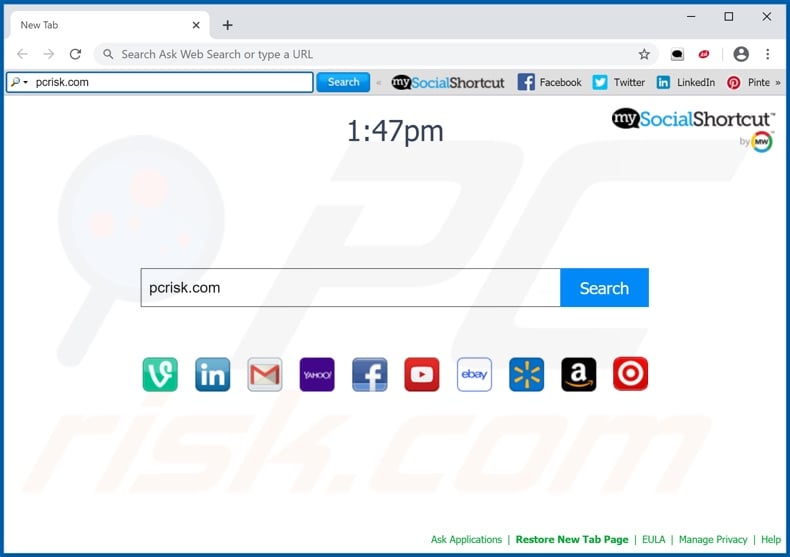 MySocialShortcut browser hijacker