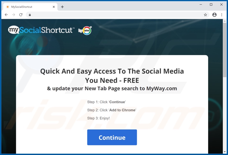 Website used to promote MySocialShortcut browser hijacker