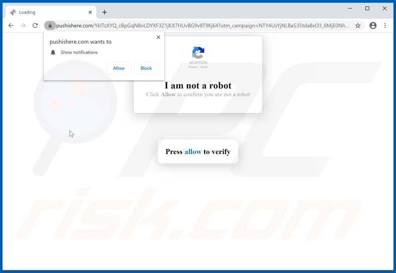 pushishere[.]com pop-up redirects