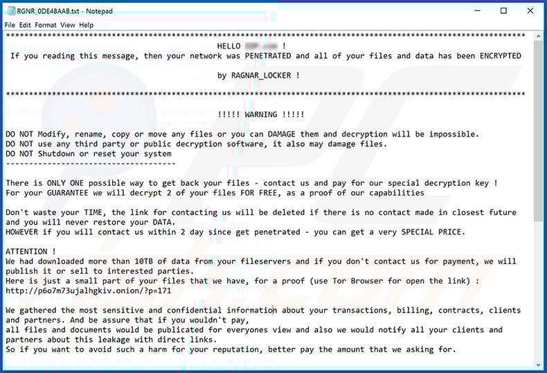 Ragnar Locker ransom note (2020-04-22)