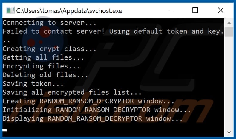 random ransom cmd window displayed during the encryption