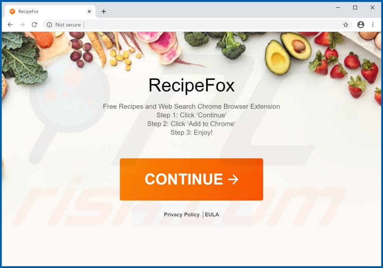 Website used to promote RecipeFox browser hijacker