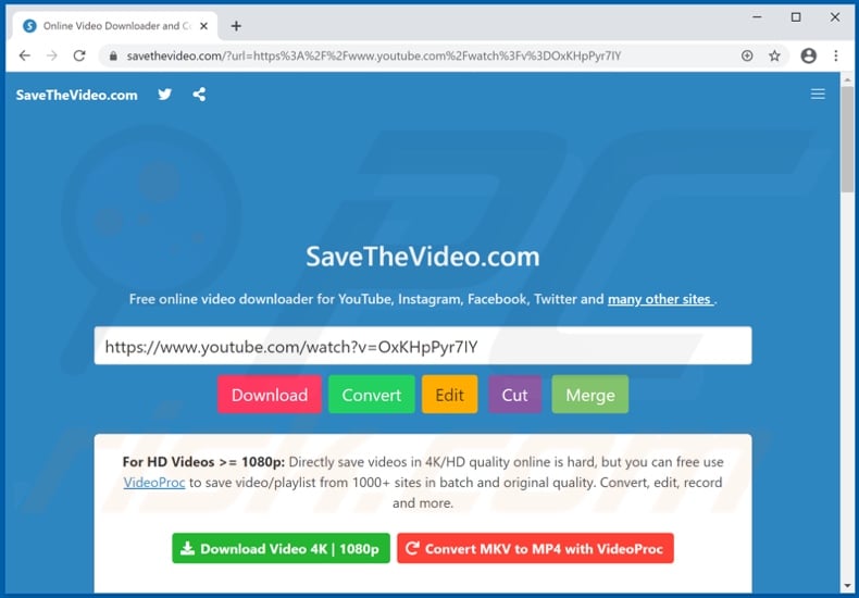 savethevideo[.]com pop-up redirects