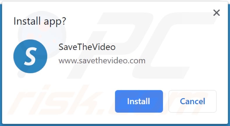 savethevideo[.]com pop-up offering to install the promoted content