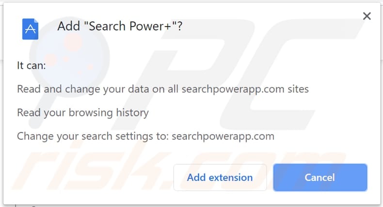 search power plus browser hijacker asks for a permission to be installed