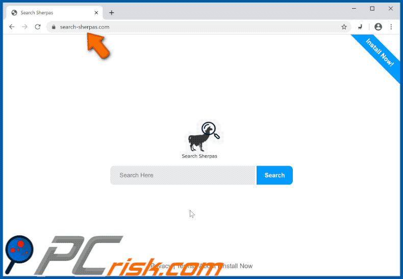 Search Sherpa browser hijacker appearance gif