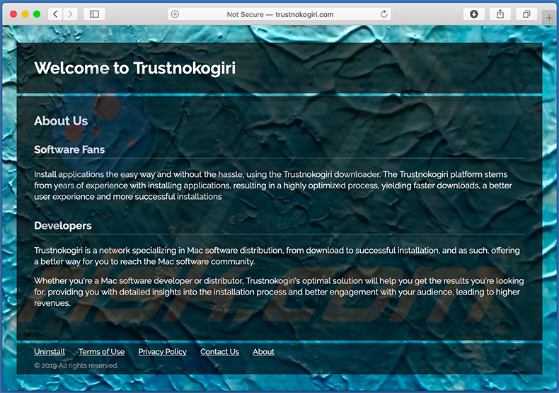 Website promoting search.trustnokogiri.com browser hijacker