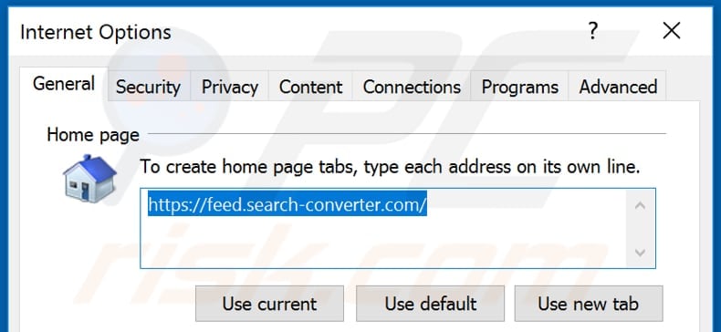 Removing feed.search-converter.com from Internet Explorer homepage