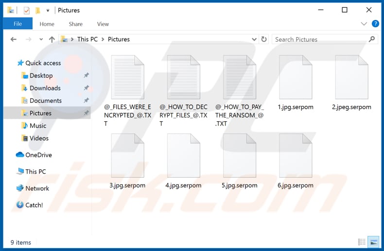 Files encrypted by Serpom ransomware (.serpom extension)