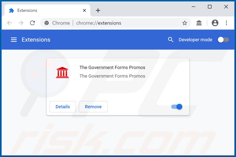 Removing The Government Forms Promos  ads from Google Chrome step 1