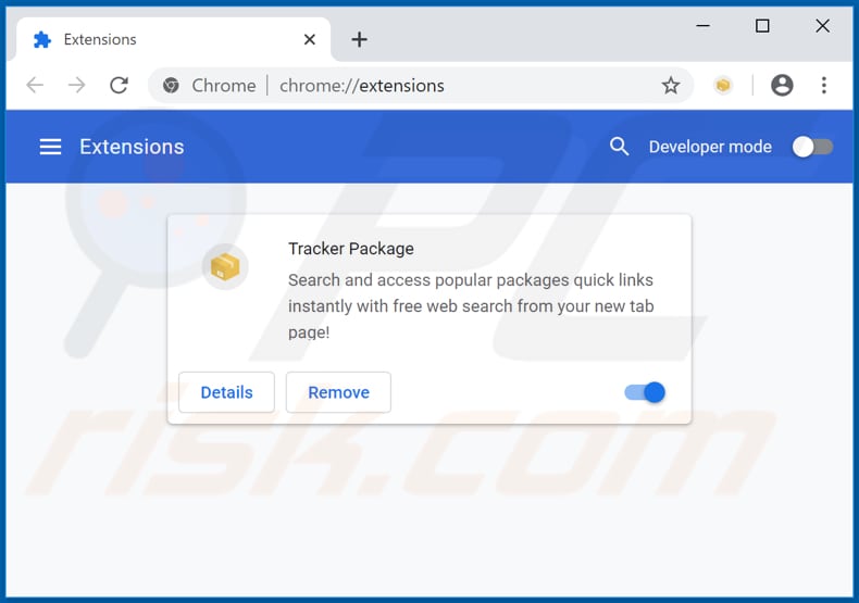 Removing trackerpackage1tab.com related Google Chrome extensions