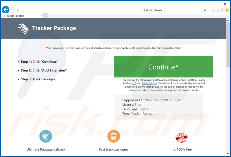 tracker package browser hijacker promoter on explorer