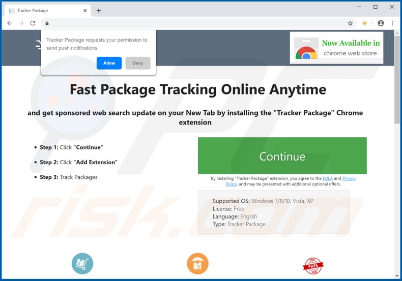 Website used to promote Tracker Package browser hijacker