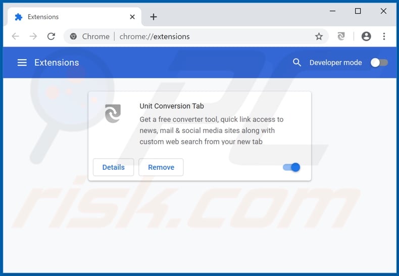 Removing unitconversiontab.com related Google Chrome extensions