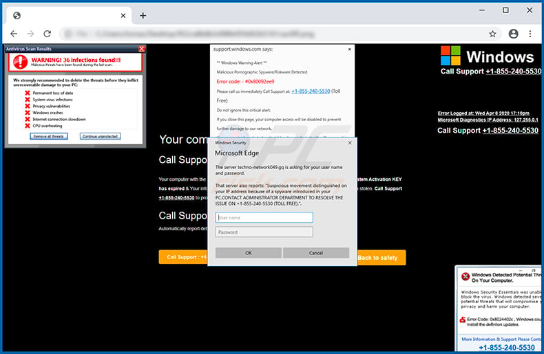 WARNING! 36 infections found!!! pop-up scam (sample 2)