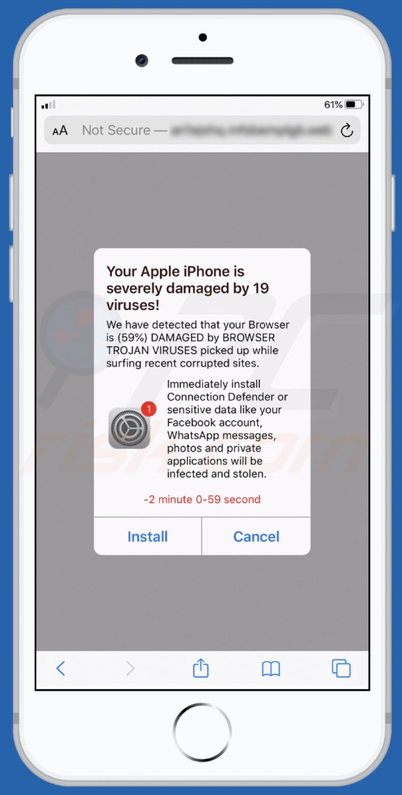 Your Apple iPhone is severely damaged by 19 viruses! scam