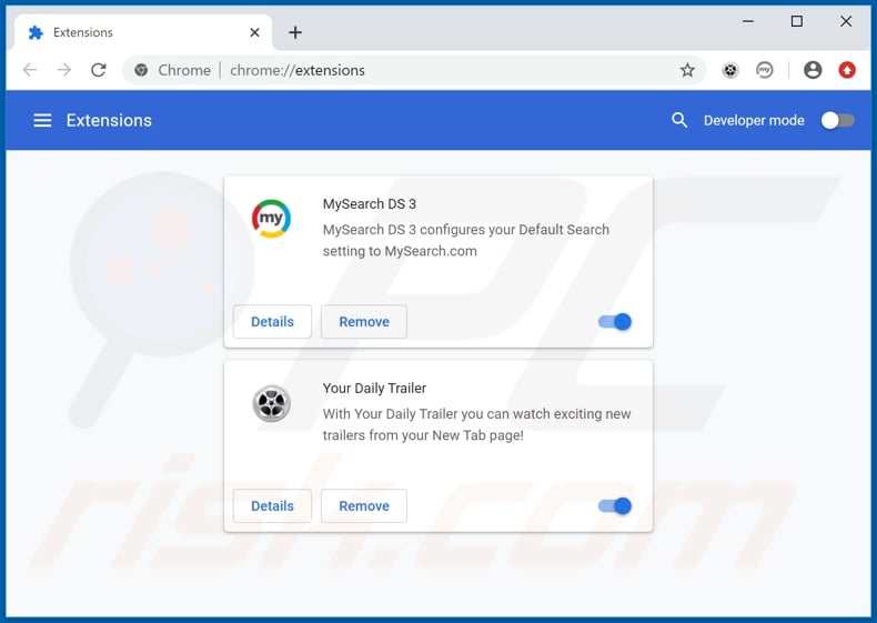 Removing search.mysearch.com related Google Chrome extensions
