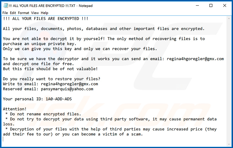 ZEPPELIN ransomware's ransom note (2020-04-30)