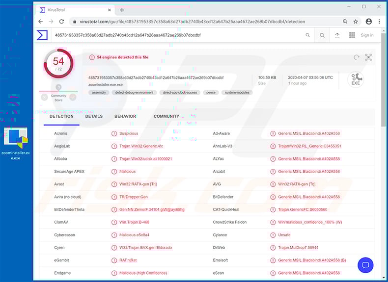 Fake Zoom installer spreading njRAT
