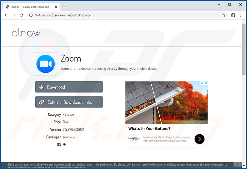 Zoom virus spreading website