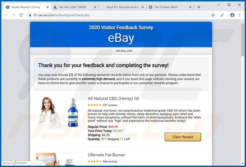 2020 visitor feedback survey pop-up scam last survey page