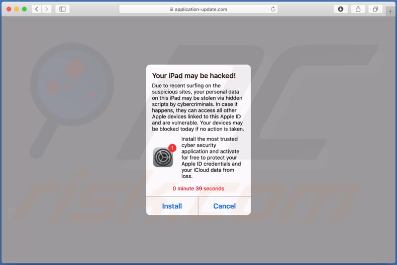 application-update.com scam desktop version background