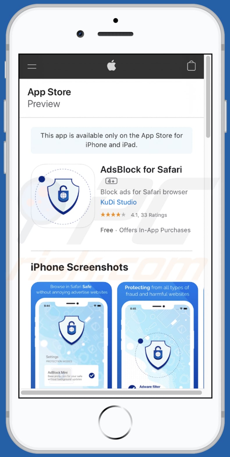 application-update.com promotes Ads Block for Safari