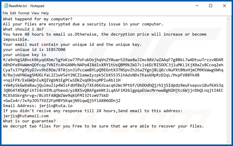 Banks1 ransomware text file (ReadMe.txt)