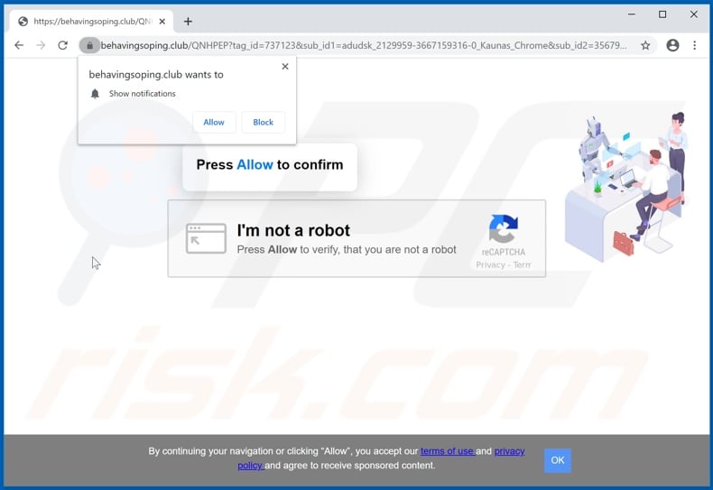 behavingsoping[.]club pop-up redirects