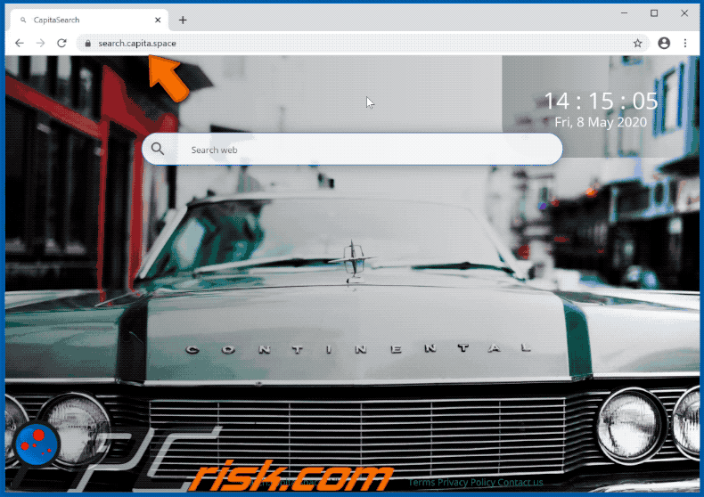 CapitaSearch browser hijacker appearance GIF