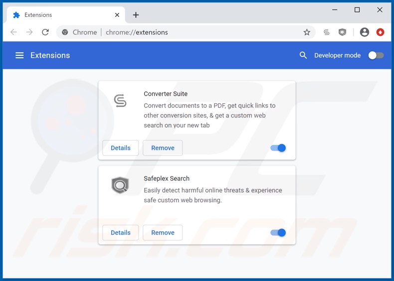 Removing convertersuite.com related Google Chrome extensions