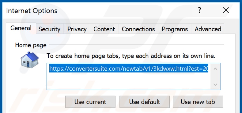 Removing convertersuite.com from Internet Explorer homepage