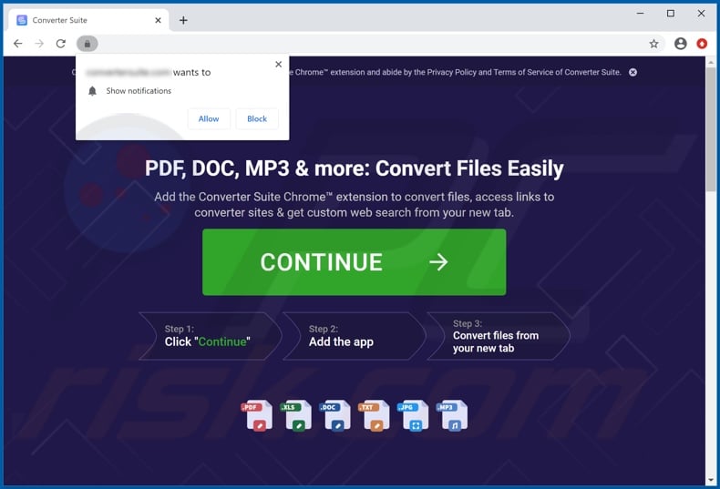 Website used to promote Converter Suite browser hijacker