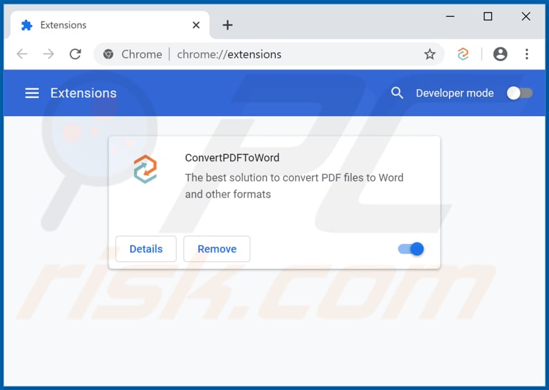Removing convertpdftoword.co related Google Chrome extensions