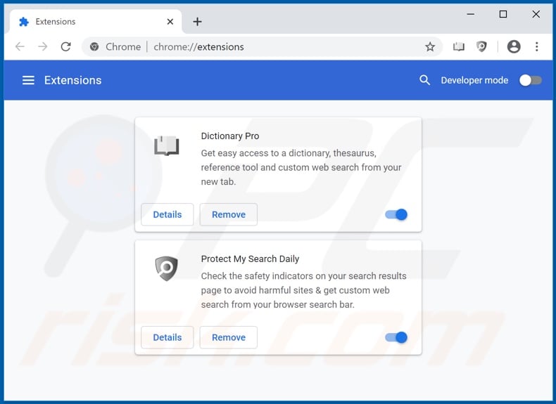 Removing dictionarypro.co related Google Chrome extensions