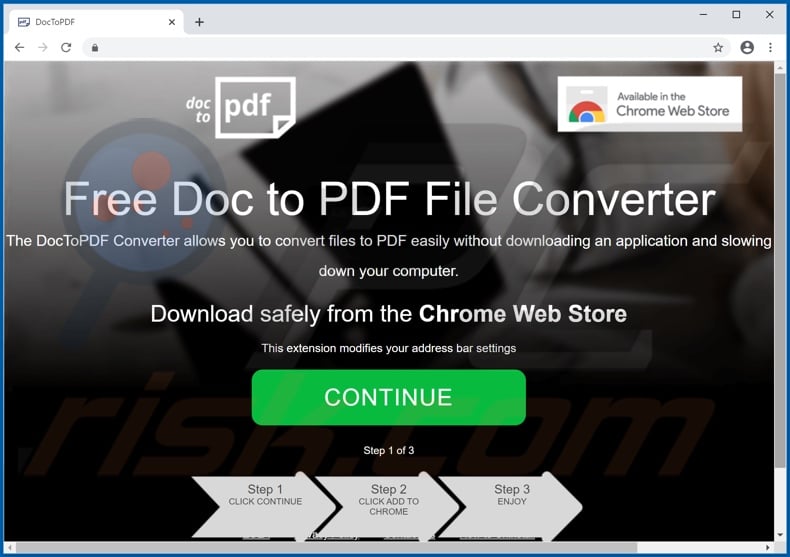 Website used to promote DoctoPDF browser hijacker