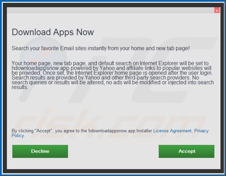 Official Download Apps Now browser hijacker installation setup