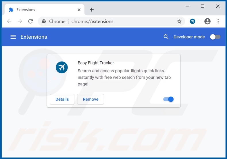 Removing easyflighttrackertab.com related Google Chrome extensions
