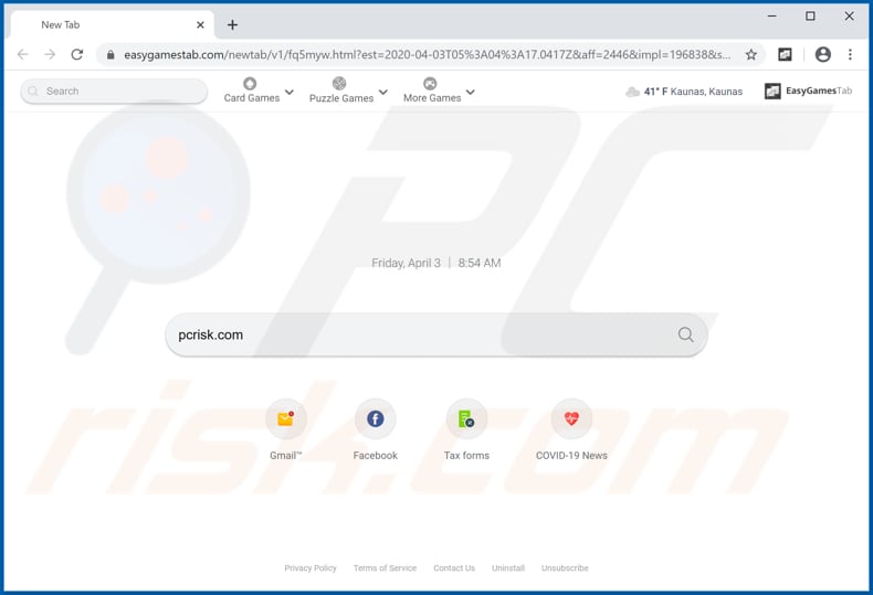 easygamestab.com browser hijacker