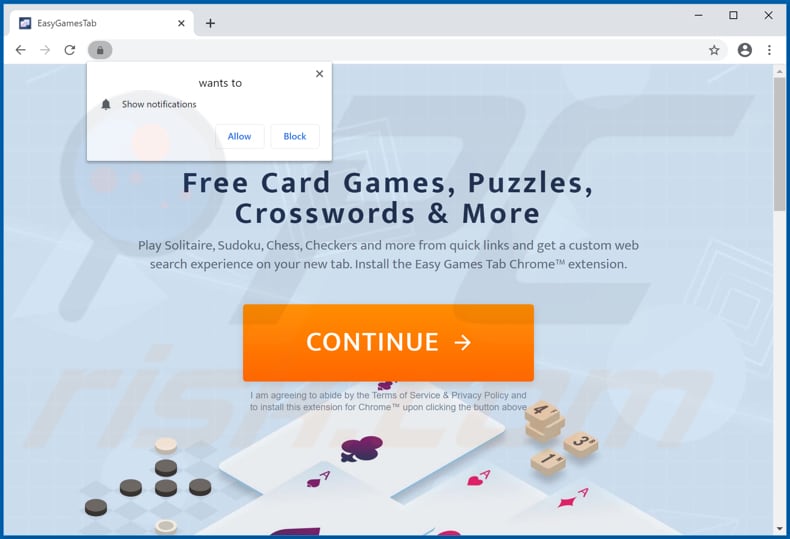 Website used to promote Easy Games Tab browser hijacker