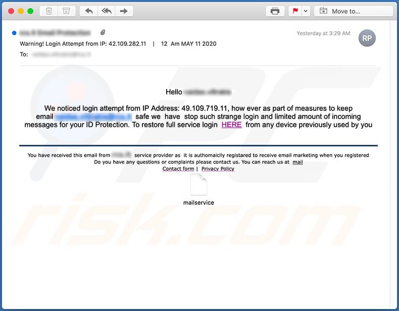 Spam email promoting cybxtechnolabs[.]com phishing site
