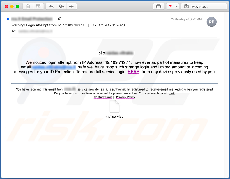 Spam email promoting cybxtechnolabs[.]com phishing site